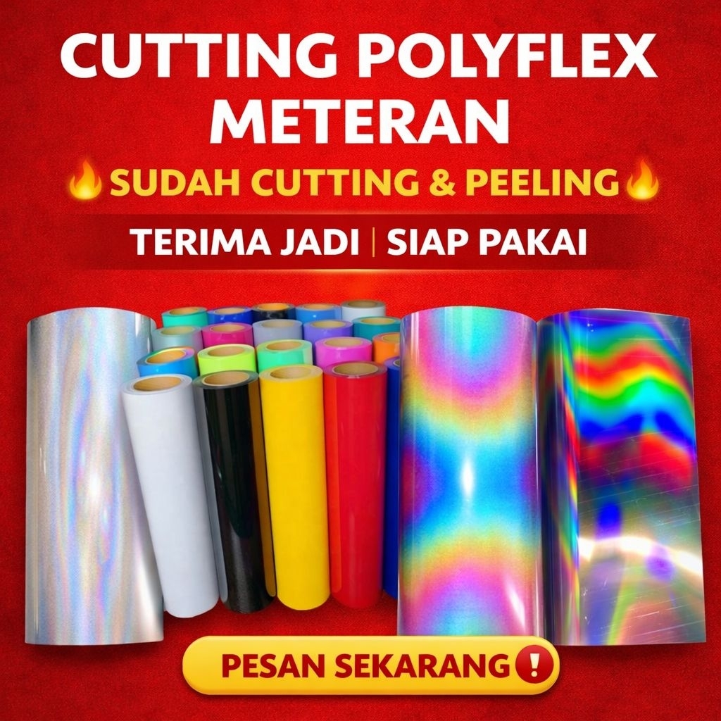 Cutting Polyflex Meteran – Sudah Cutting & Peeling | Siap Pakai untuk Sablon Kaos