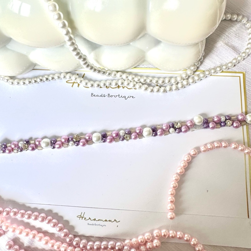 Heramour - Aplikasi Payet Rangkai w17 /Rangkai Mutiara/Renda Mutiara Aksesoris Kebaya dan Baju Konda