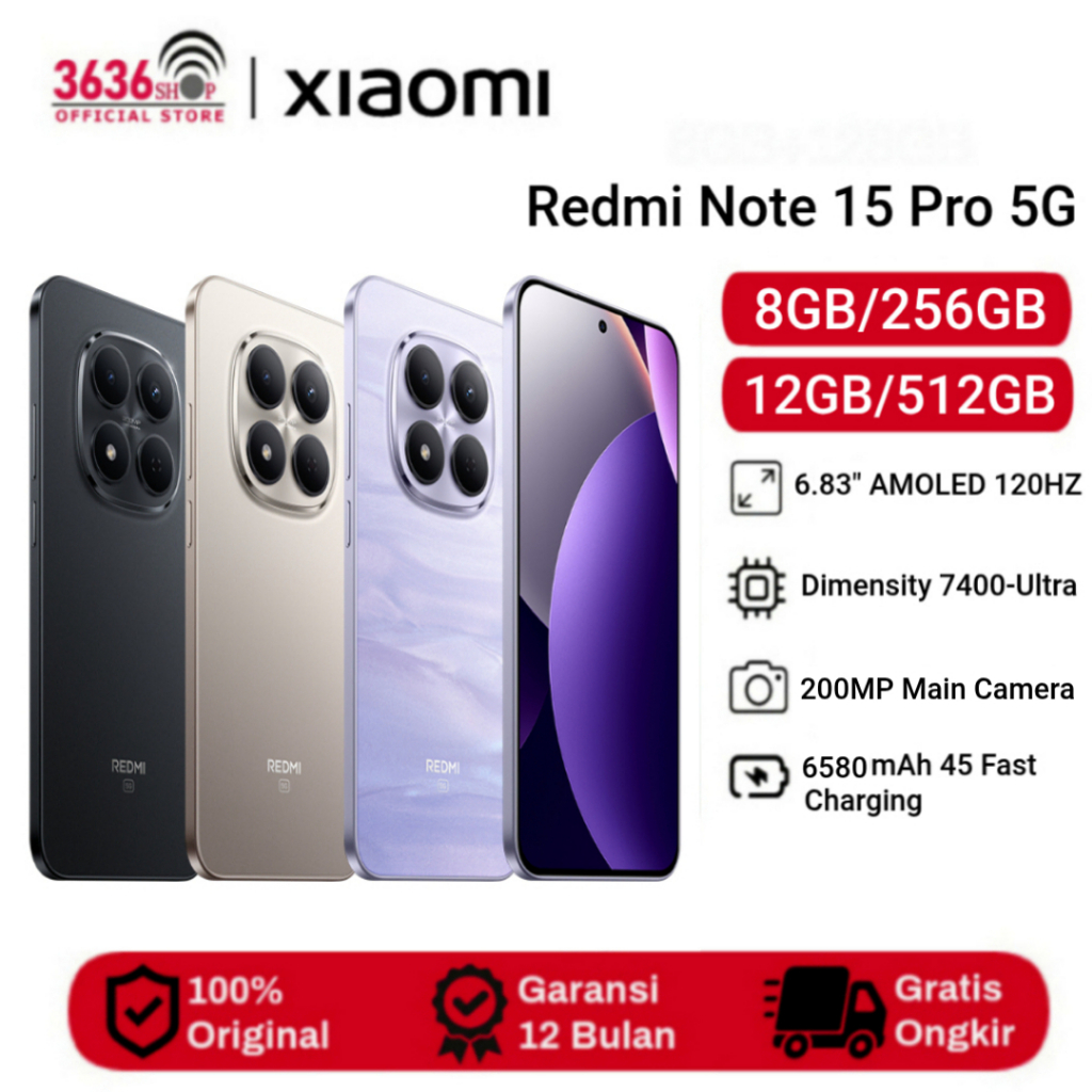 Xiaomi Redmi Note 15 Pro 5G [8GB+256GB] [12GB+512GB] Display AMOLED 6,83'' - Dimensity 7400 Ultra - 