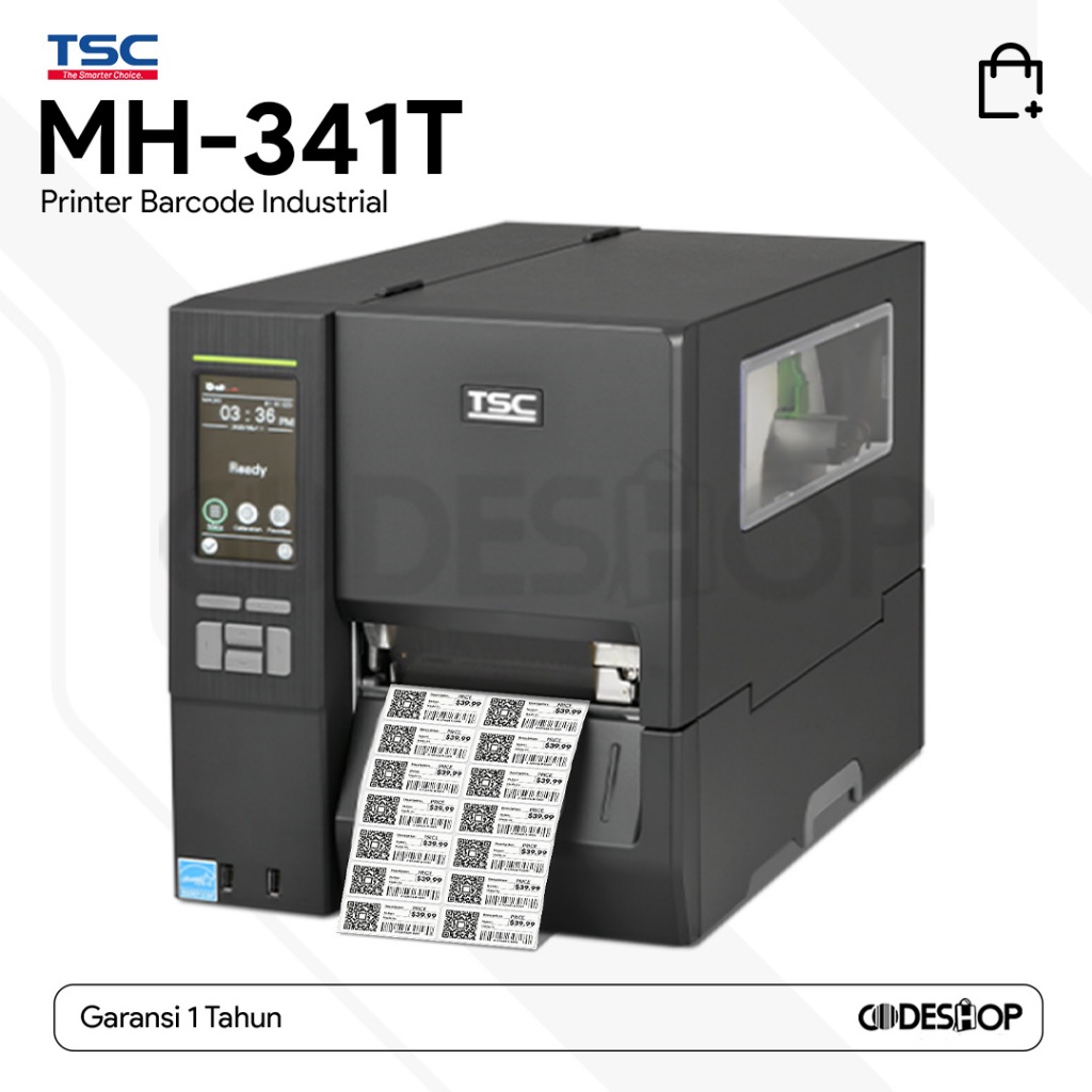 TSC MH341T MH341 Printer Barcode Cetak Label Direct Thermal Transfer Industrial USB Serial LAN
