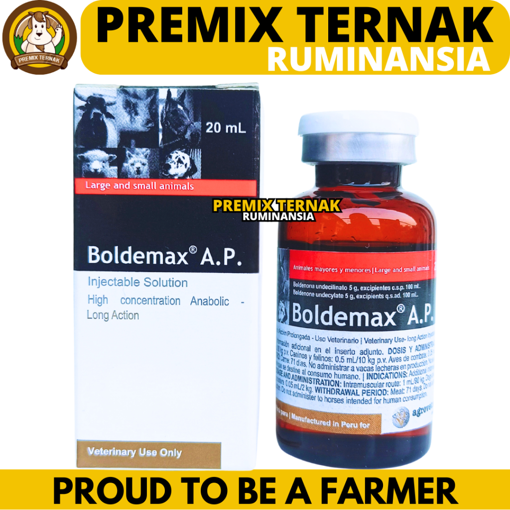 BOLDEMAX AP 20ML AGROVET - Obat Pemacu Pertumbuhan & Penggemukan Hewan Sapi Kuda Kambing Babi Anjing