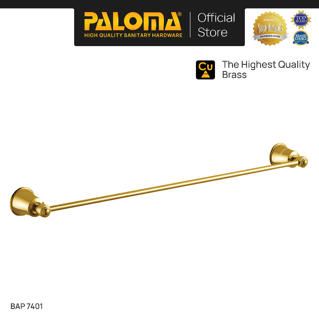 PALOMA BAP 7401 Rak Handuk Baju Gantungan Hanger Wall Dinding Kamar Mandi Brass Kuningan Gold Emas