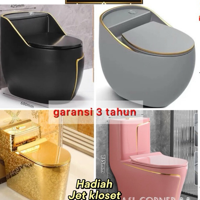 BEST SELLER JET KLOSET 1 Body Tutup Slow /Kloset Duduk Hitam Gold Kloset Duduk Gold Sultan