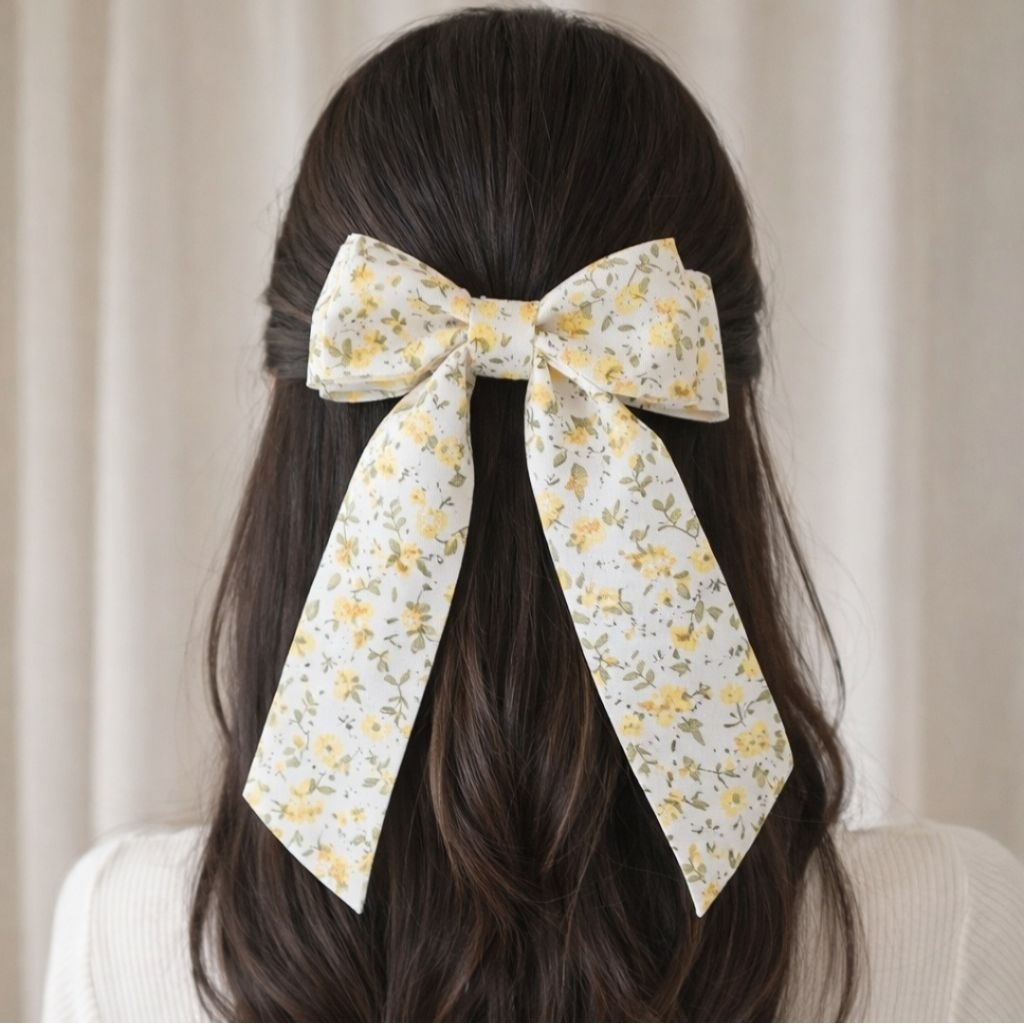 Jepit rambut Pita Kain Motif Bunga