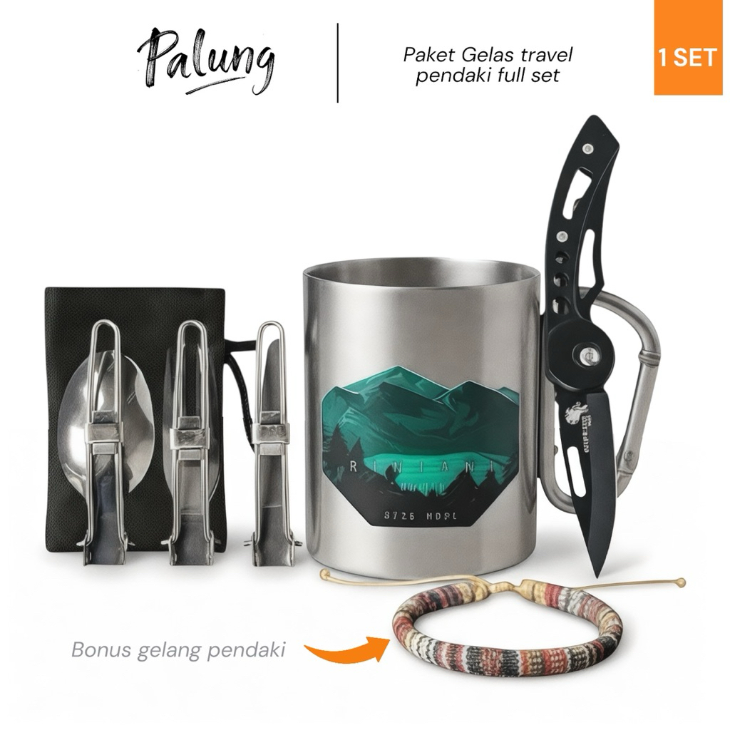 gelas carabiner cangkir pendaki / cangkir outdoor / gelas stainless / mug cangkir kopi 200ml