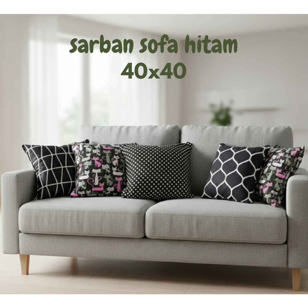Shafiyyah.sarban (Set Hitam) Sarung Bantal Sofa 40x40