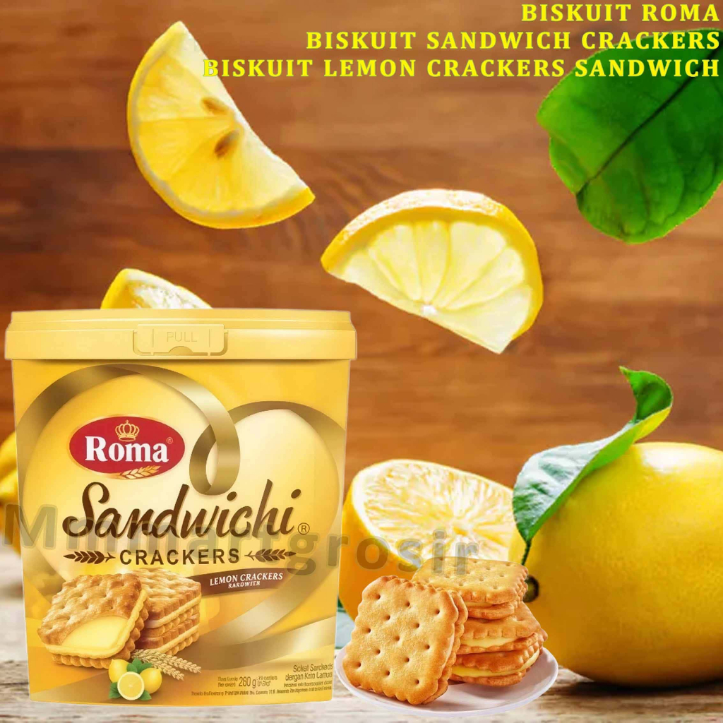 Biskuit Roma / Biskuit Sandwichi Crackers / Biskuit Sandwich Rasa Lemon / 280gr