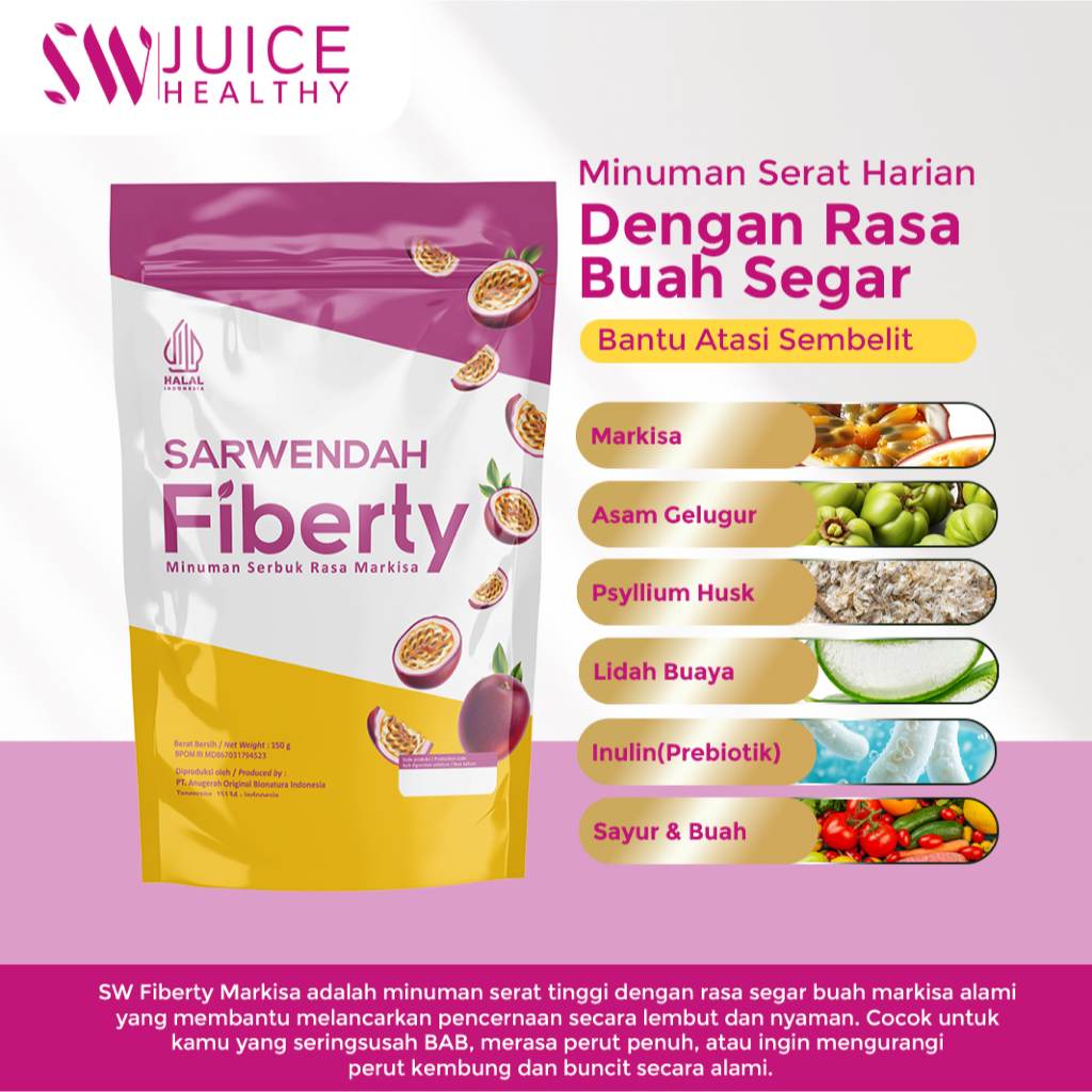 Sarwendah Juice [ Fiberty 150 gr Markisa ] Fiberty Dietox & Healthy by Sarwendah150 gr