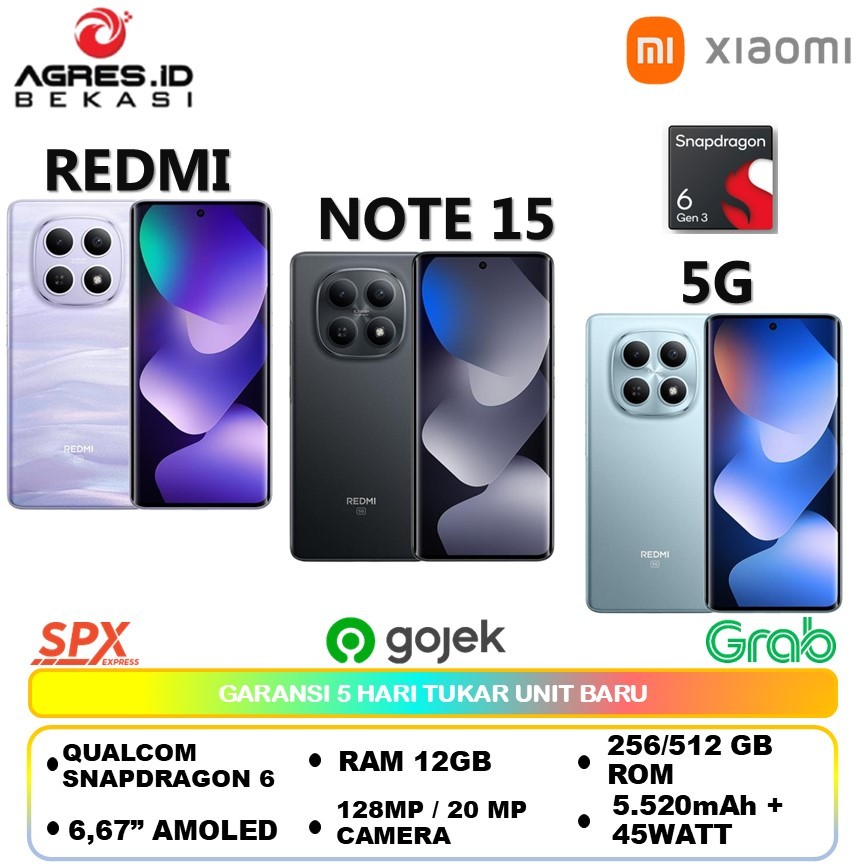XIAOMI REDMI NOTE 15 5G (12GB/512GB) (8GB/256GB) SNAPDRAGON 6 GEN