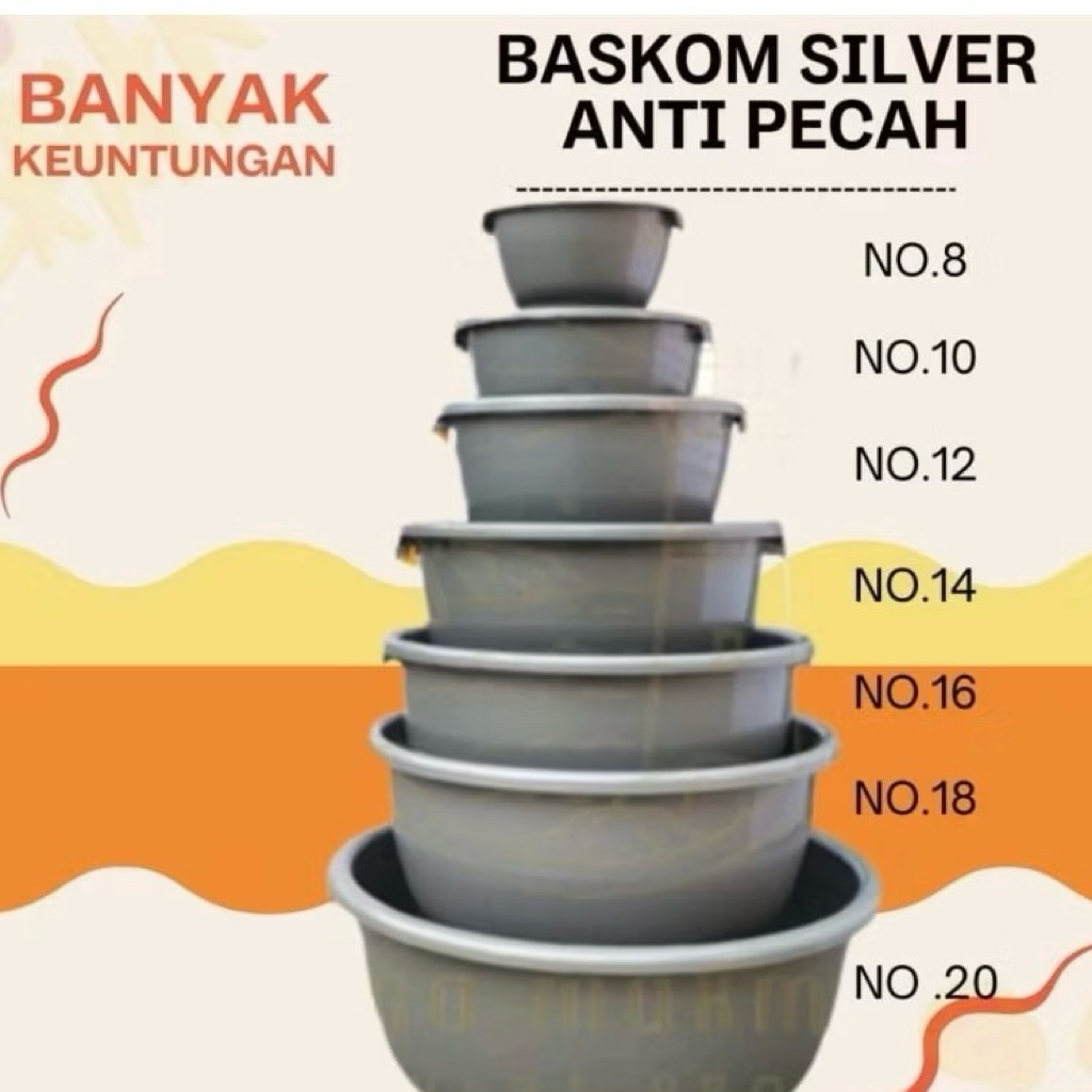 Baskom plastik silver / baskom bulat serbaguna / bak bulat jerman
