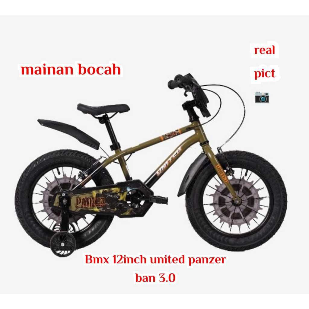 sepeda anak laki laki bmx 12inch united panzer ban 3.0 terbaru