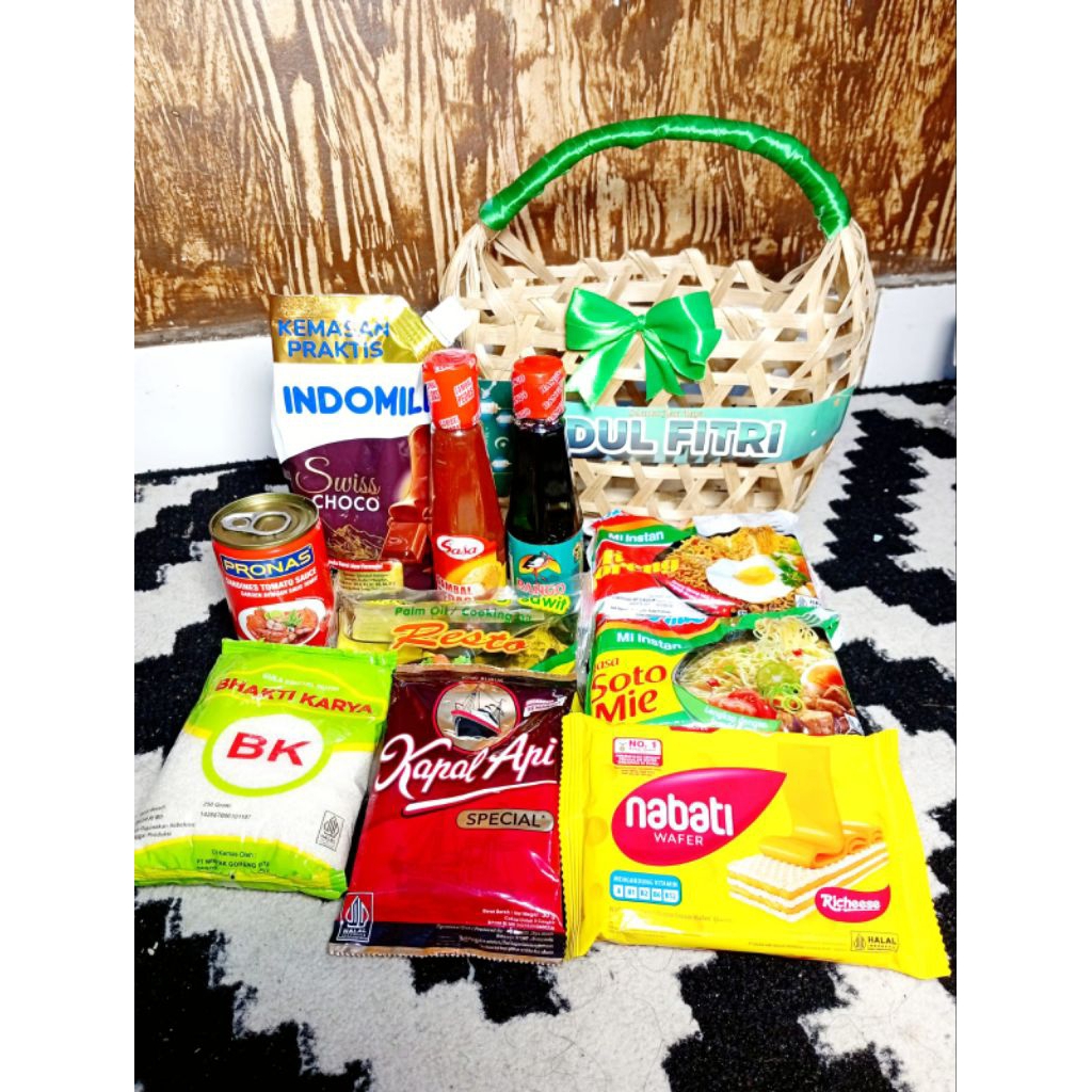 PARCEL SEMBAKO  KERANJANG ROTAN PREMIUM / PAKET SEMBAKO / PAKET HARI RAYA / SOUVENIR LEBARAN / HAMPE