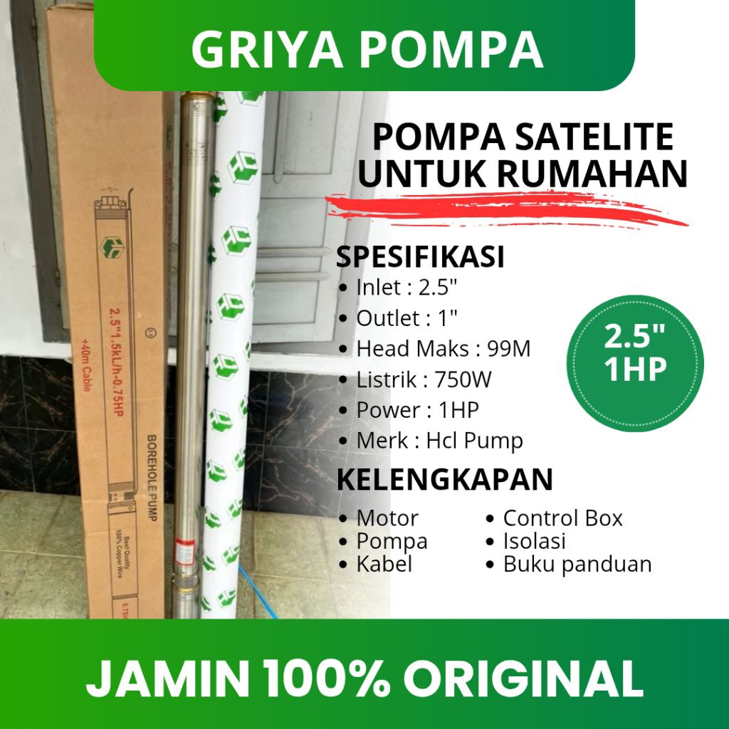 POMPA SUBMERSIBLE 77M 2.5" 0.75HP 1" 550W