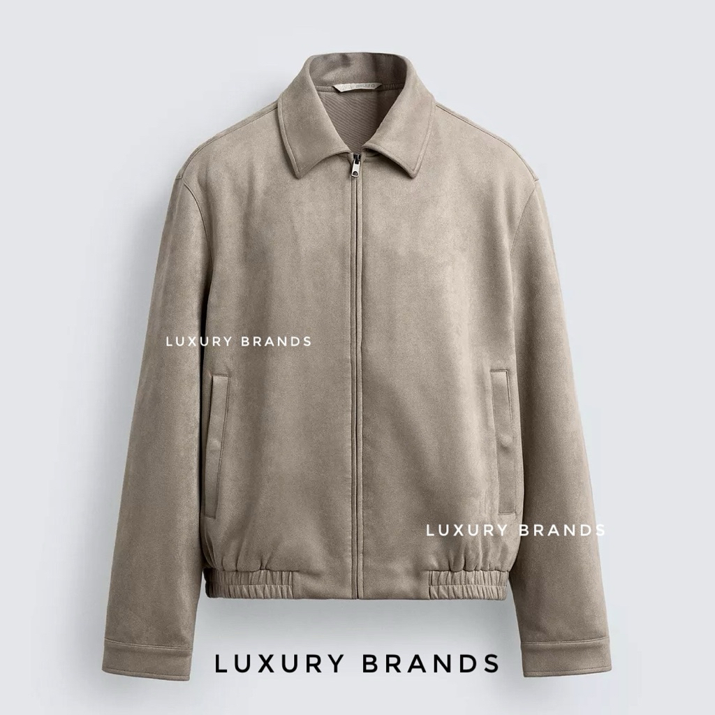 Jaket ZARA Original Faux Suede Light Grey