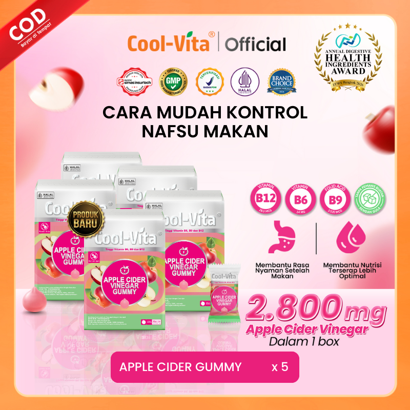 [BARU] 5 BOX Coolvita Apple Cider Vinegar Gummy | Bantu Kontrol Nafsu Makan & Metabolisme - Gummy Cu
