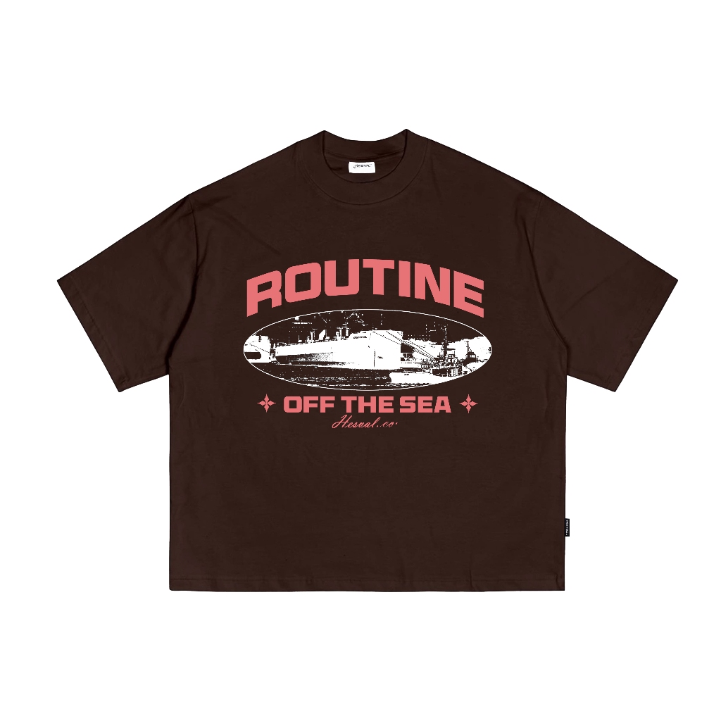 HESVAL T-shirt Oversized Boxy Fit ROUTINE DarkBrown20s