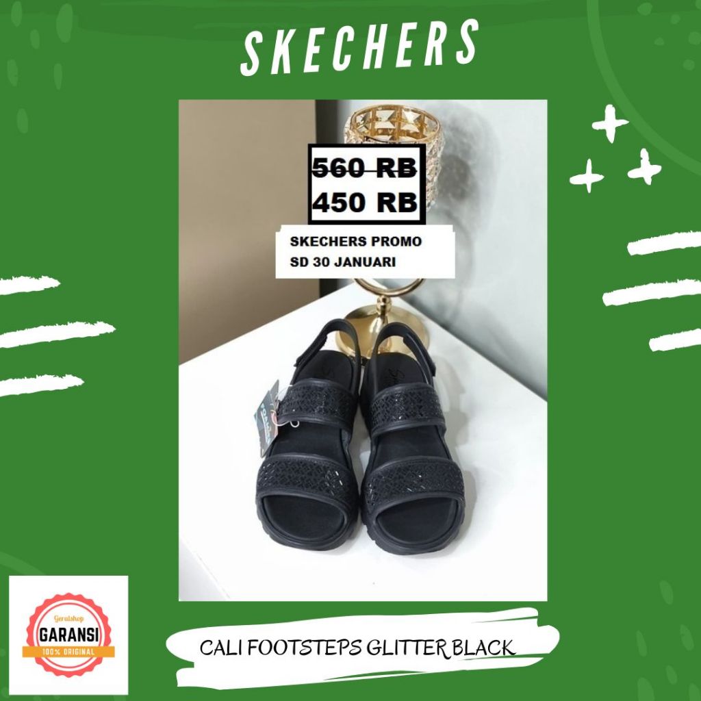 Sandal Skechers wanita seri FOOTSTEPS GLITTER sale ORI 100%