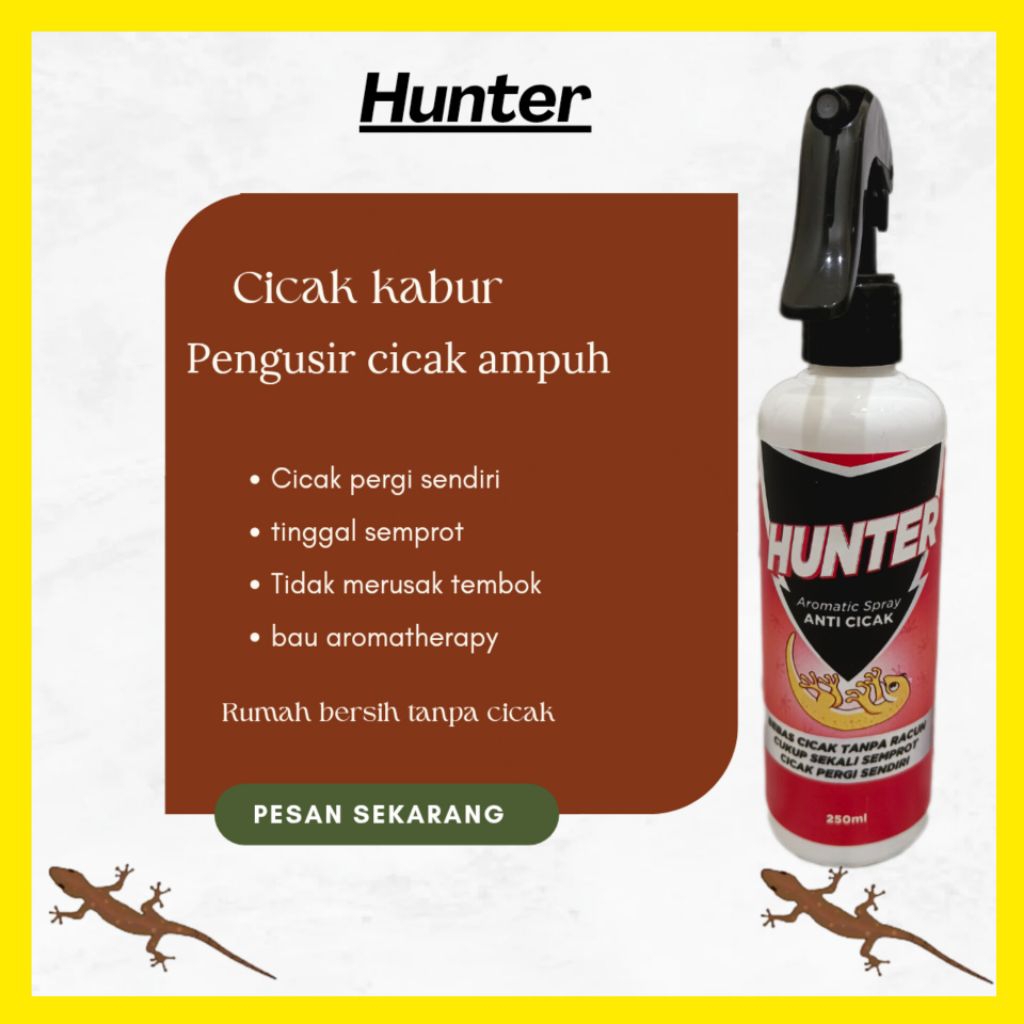 ( HUNTER ) PENGUSIR CICAK AROMATERAFY AROMATIC AMPUH SEMPROT ANTI CICAK RUMAH RACUN CICAK PENGUSIR C