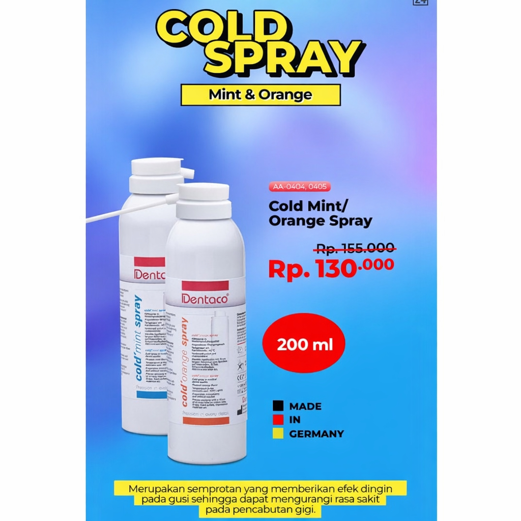 Cold Spray Dental 200ml Semprotan Dingin Anestesi Lokal untuk Cabut Gigi, Mint & Orange Spray Anaste