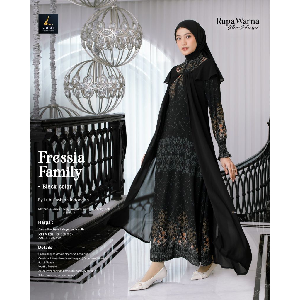 LUBI FRESSIA FAMILY BLACK SARIMBIT TERBARU LUBI 2026 GAMIS HITAM ELEGAN