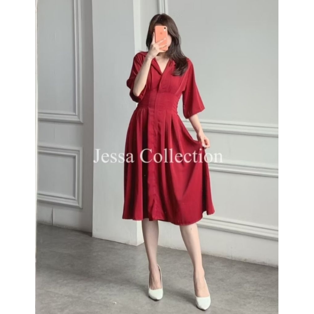 dress imlek warna merah by jessa collection