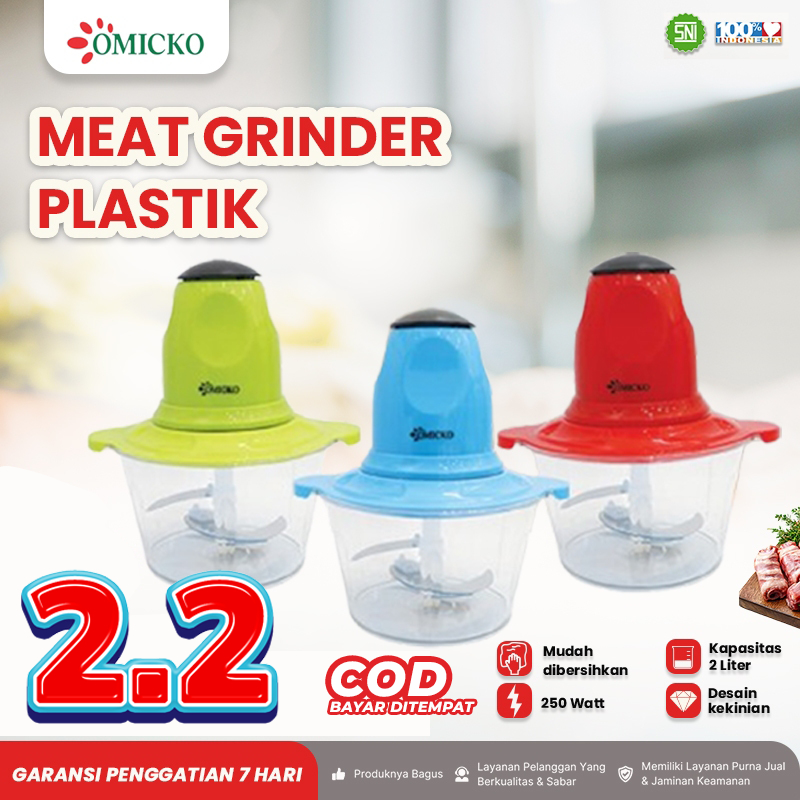Chopper Daging Plastik Omicko OM-4902 – Meat Grinder Serbaguna 2L | Alat Giling Daging & Bumbu Dapur
