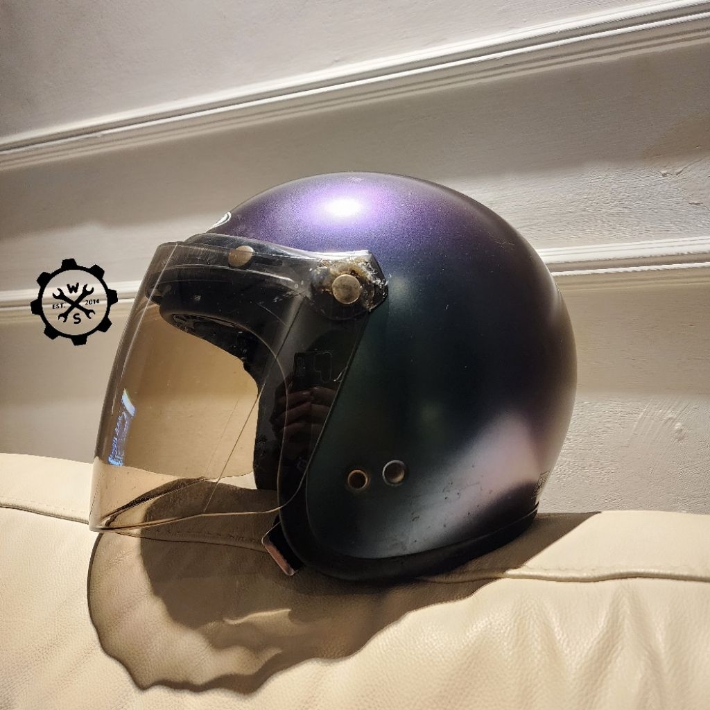 Helm Half Open Face Zeus ZS 385 Retro Classic Bogo Matt Chameleon Purple