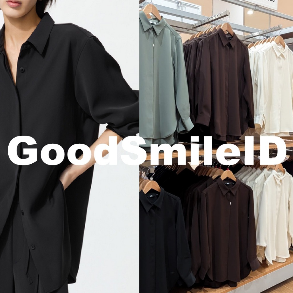 SALE Women Kemeja Panjang Drape Lengan Panjang Blus Blouse Wanita Cewek JASTIP UNIQLO