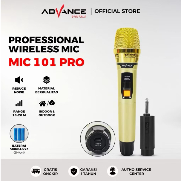 MICROPHONE MIC WIRELESS ADVANCE MIC-101 101 ADVANCE PRO Frekuensi UHF