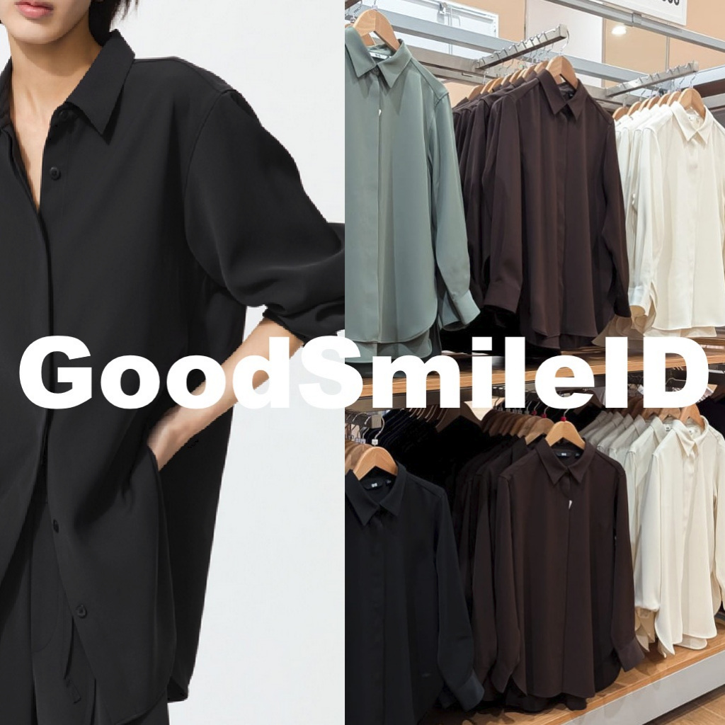 SALE Women Kemeja Panjang Drape Lengan Panjang Blus Blouse Wanita Cewek JASTIP UNIQLO