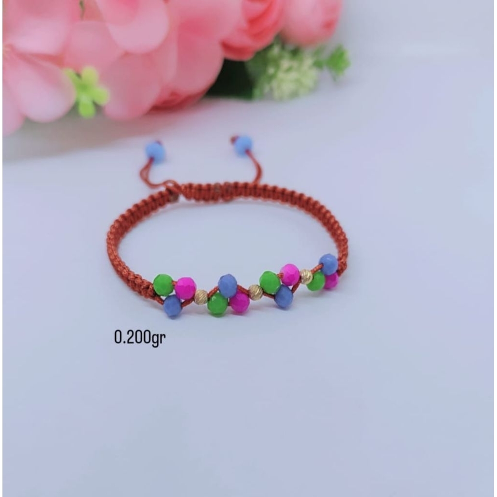 Gelang tali kristal emas 0.2gr