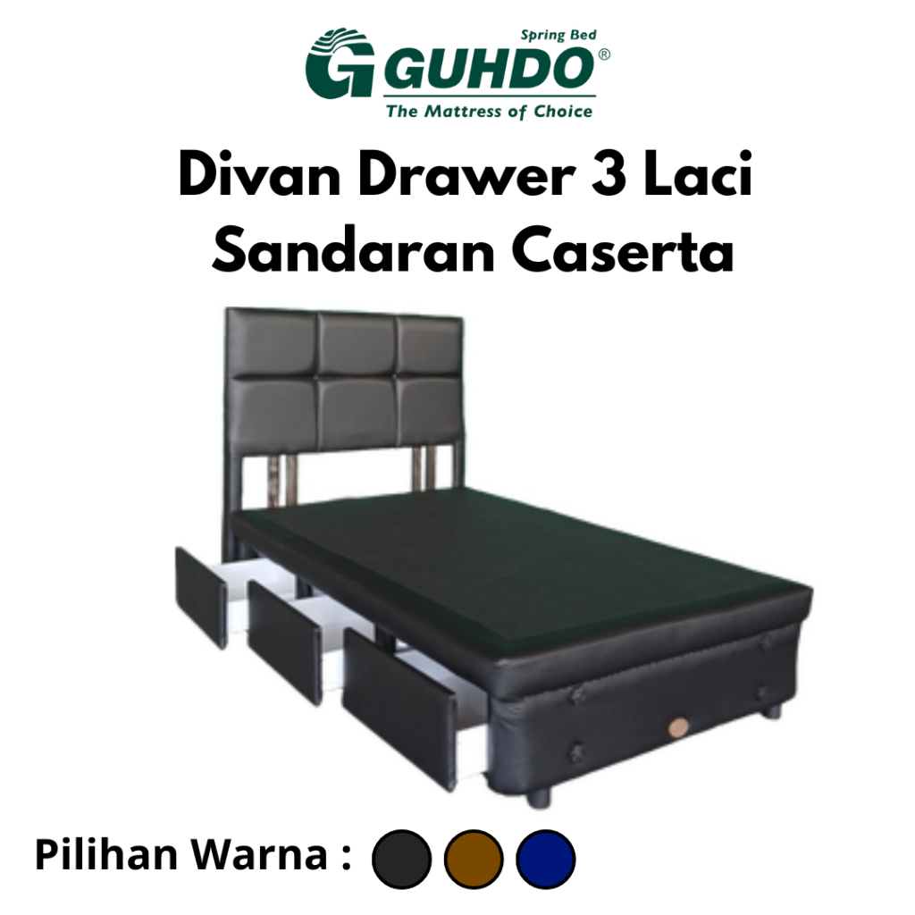 Divan Drawer Laci 3 dan Sandaran Caserta Guhdo Tanpa Kasur [Hanya Divan dan Sandaran]