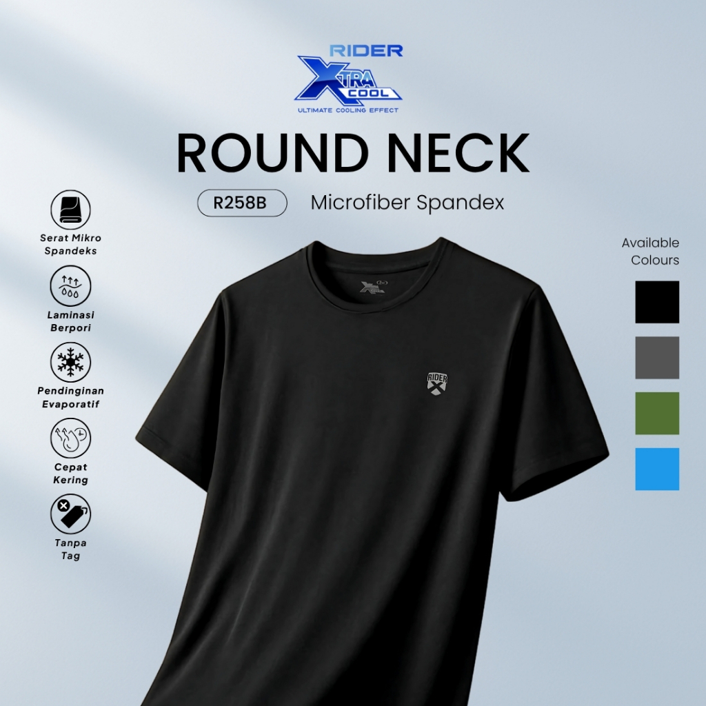 Kaos Dalam Rider Xtracool Tshirt Man R258BWH Hitam (1 Pcs) Round Neck