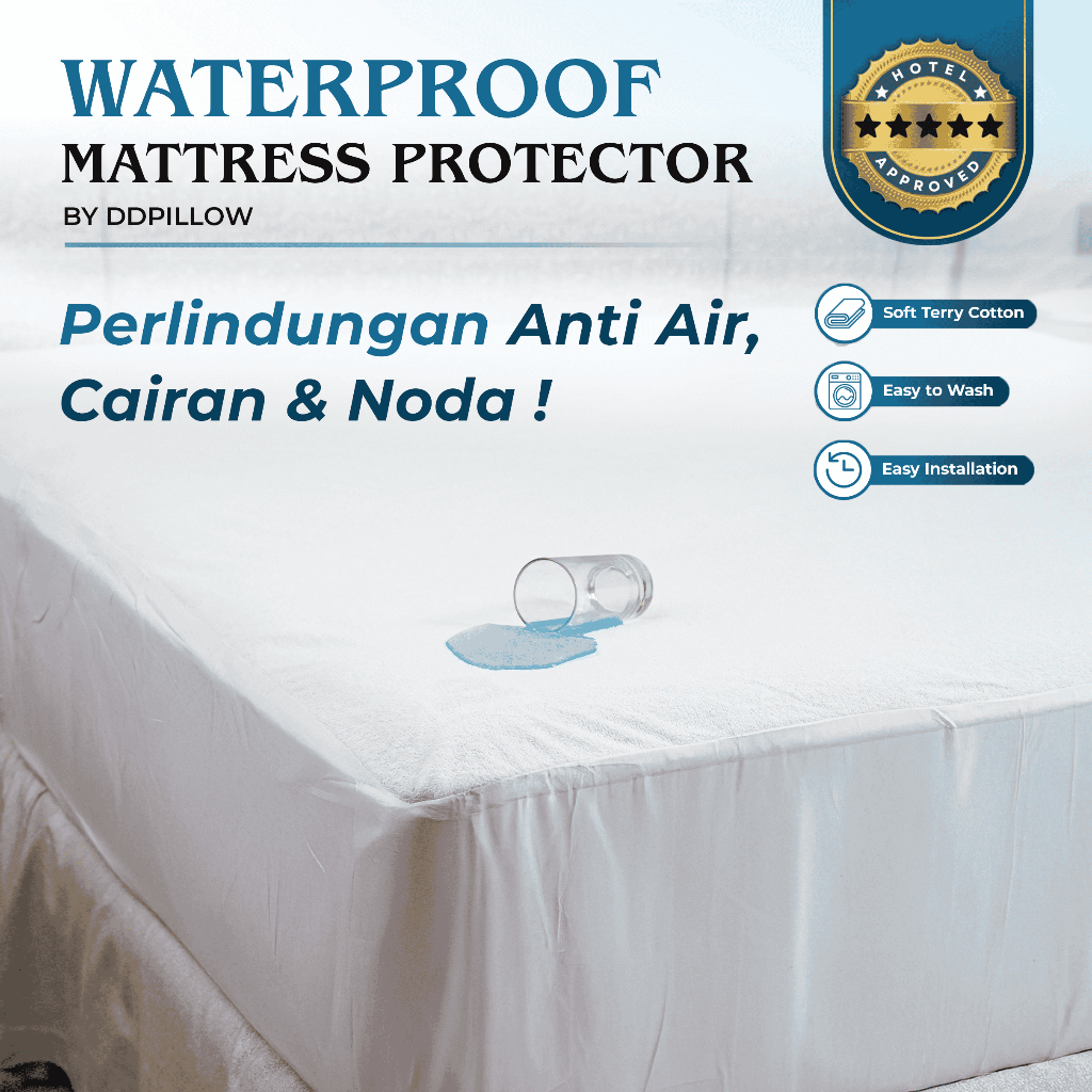 DDPillow Waterproof Mattress Protector | Pelindung Kasur Anti-air | Matras Protector Anti Air