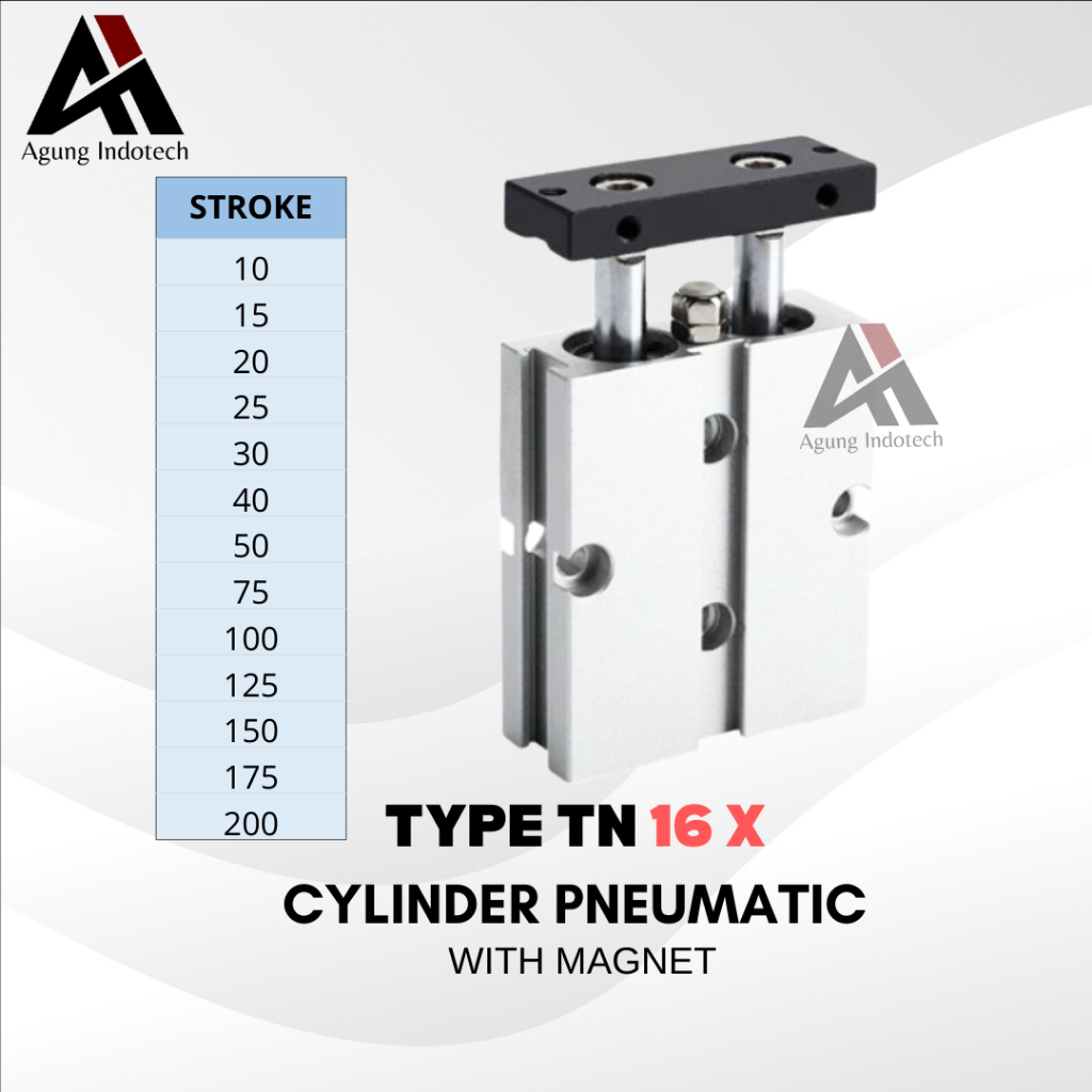 TN16 CYLINDER PNEUMATIC TWIN ROD PNEUMATIK ANGIN AIR SILINDER DOUBLE