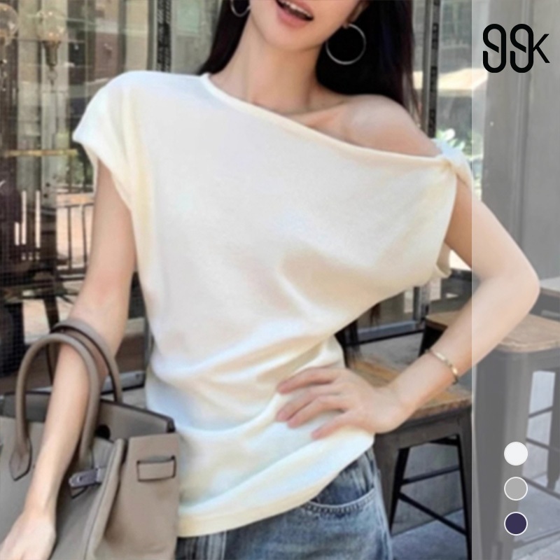 99kOUTLET Women Top Shoulder Short Sleeve Plain 3436 (S/M/L)