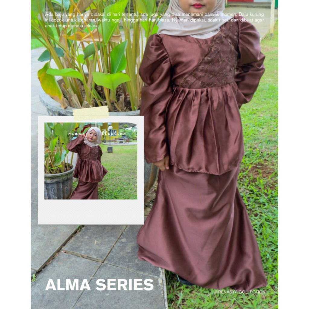Baju Kurung Anak Perempuan Satin Silk Premium | Set Kurung Anak Elegan | Kayla Series