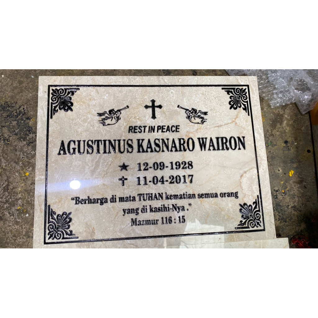 BATU NISAN KRISTEN MARMER 30x40 cm