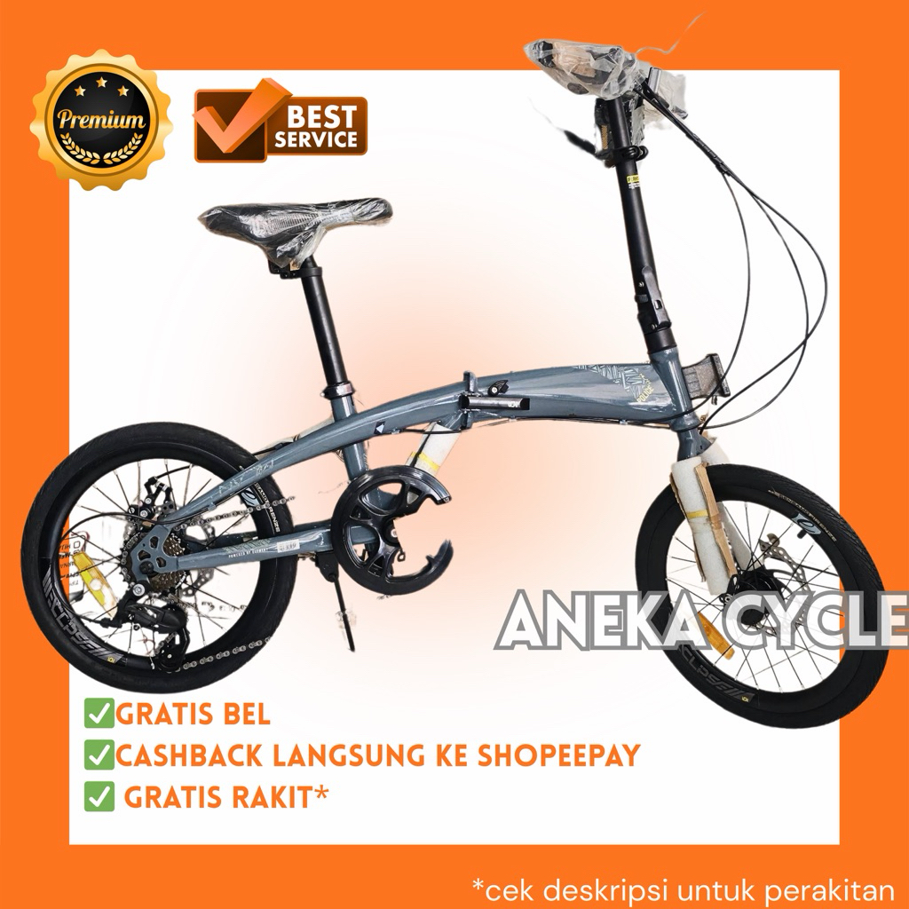 Sepeda Lipat Element Police Milan 16 Inch 8 Speed Rem Cakram Frame Besi