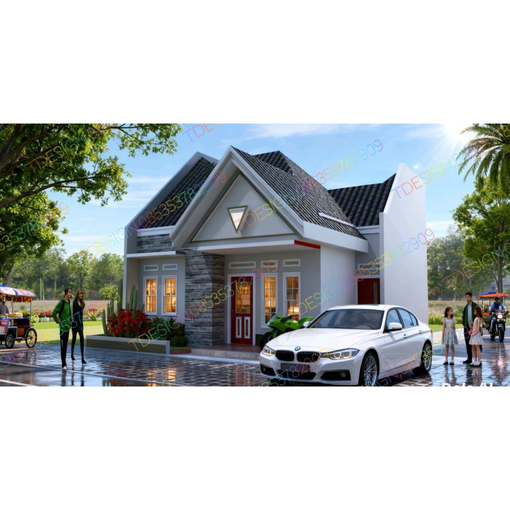 Jasa desain rumah 3D eksterior, desain rumah, rumah minimalis, rumah klasik, rumah modern, gambar ru