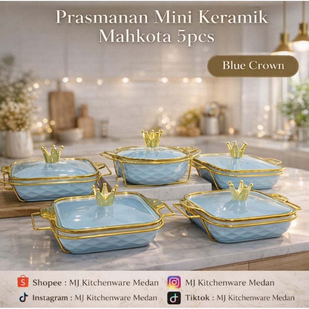 Prasmanan MINI Keramik Mahkota Tutup Kaca 5pcs