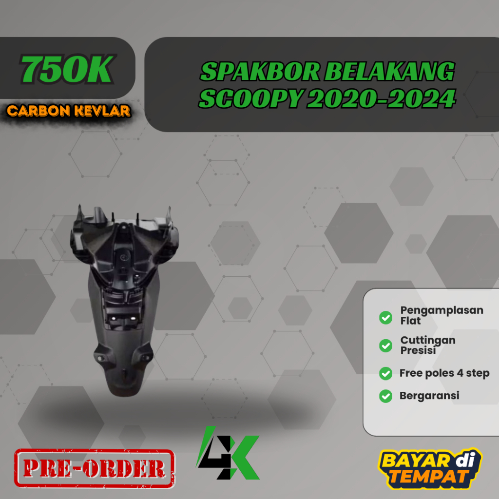 Spakbor Slebor Belakang Scoopy 2020-2024 Carbon Kevlar Karbon Fiber
