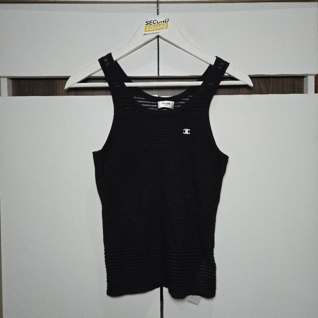 ​[WTS] Celine Paris Triomphe Logo Knit Tank Top - Black
