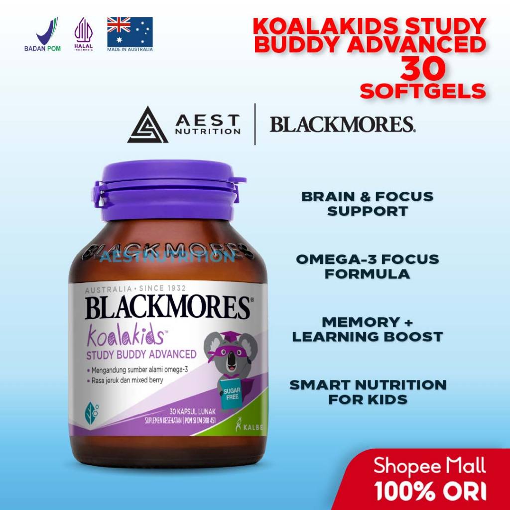 Blackmores Koalakids Study Buddy Advance 30 Softgel Omega 3 Fish Oil Minyak Ikan EPA DHA Anak Cerdas