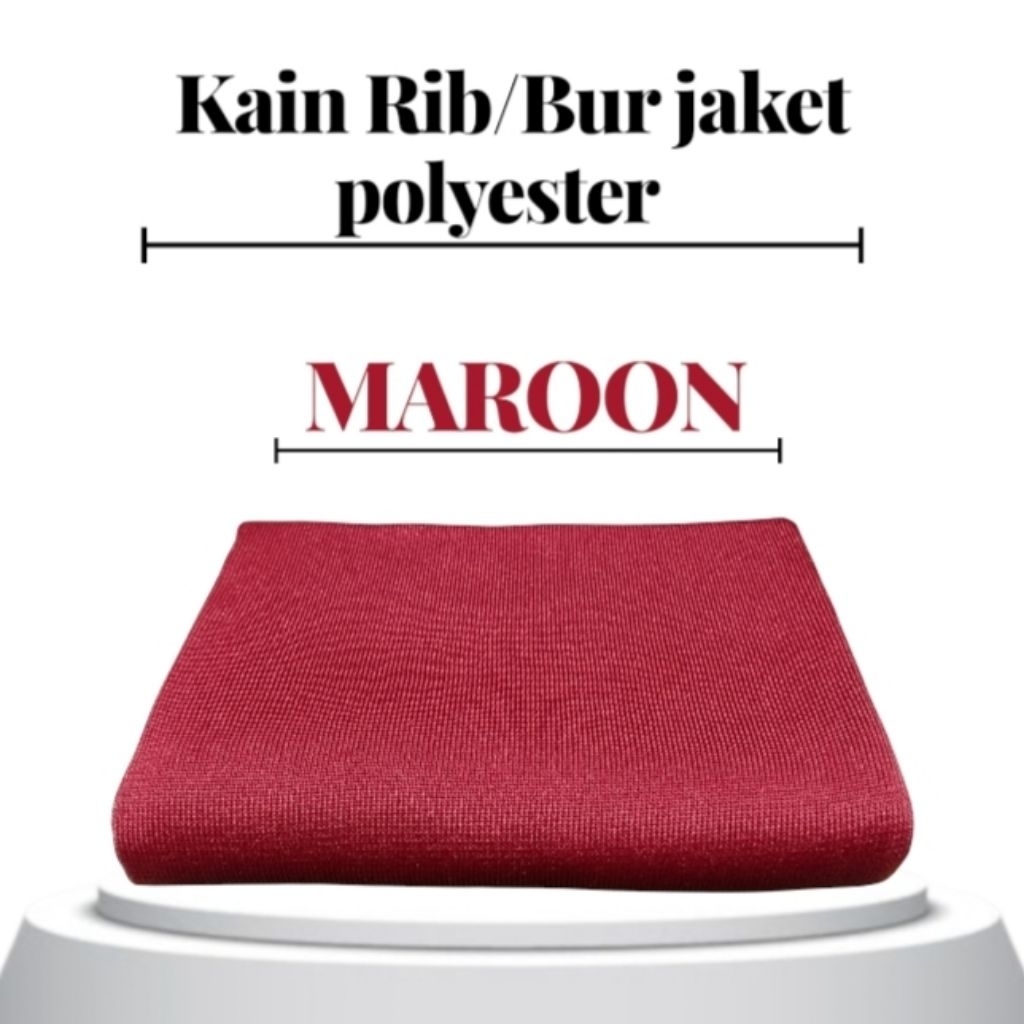 Kain Rib jaket polyester rajut1x1 warna maroon harga perlembar