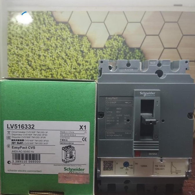 MCCB Breaker CVS160F 3P 125A TM125D 3Pole CVS160F 3Phase 125 A 3 PHASE  3 POLE