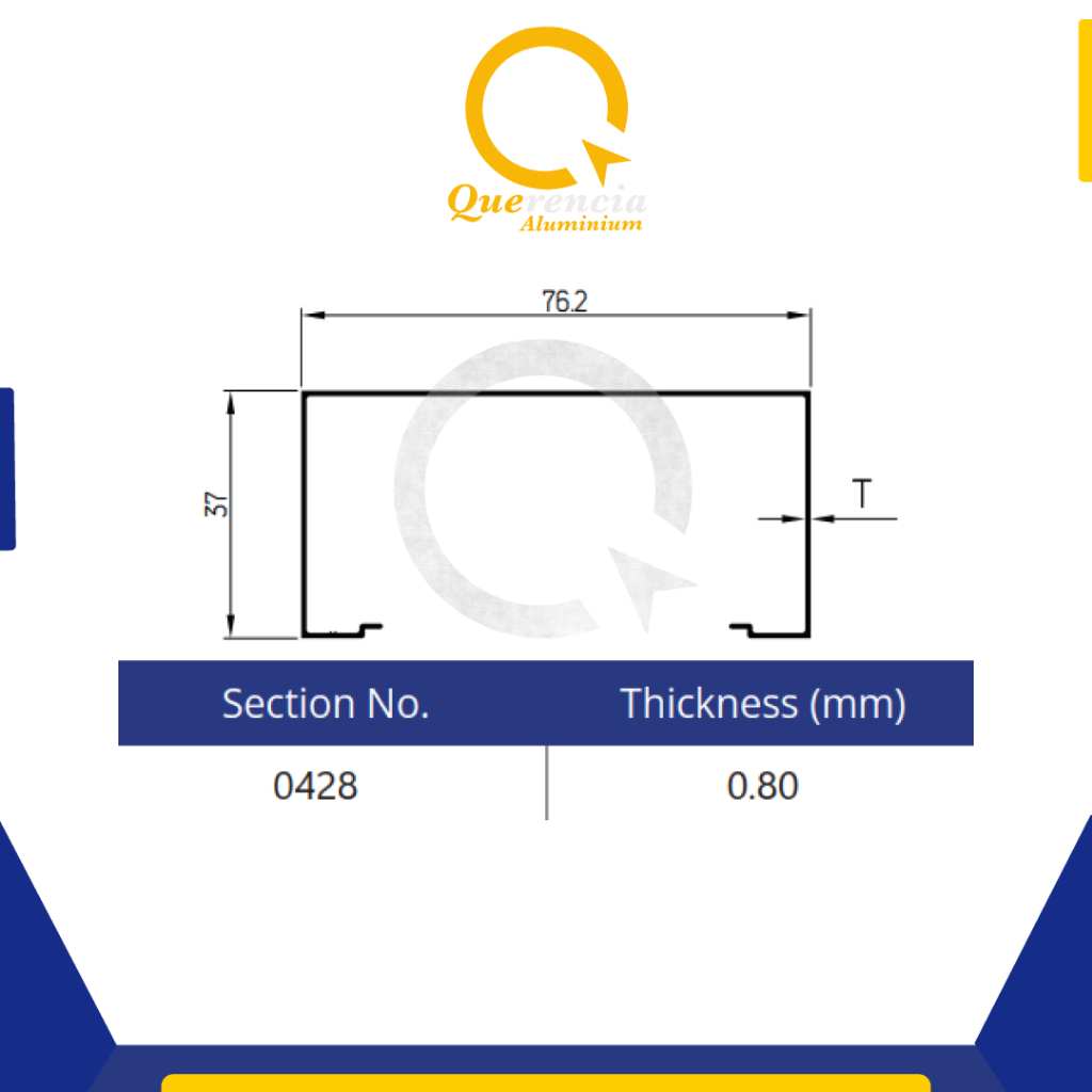 Dacon 0428 Aluminium Profile Kusen Bahan Pintu Jendela 3” | Aluminium Batangan 6 Meter | Bahan Bangu