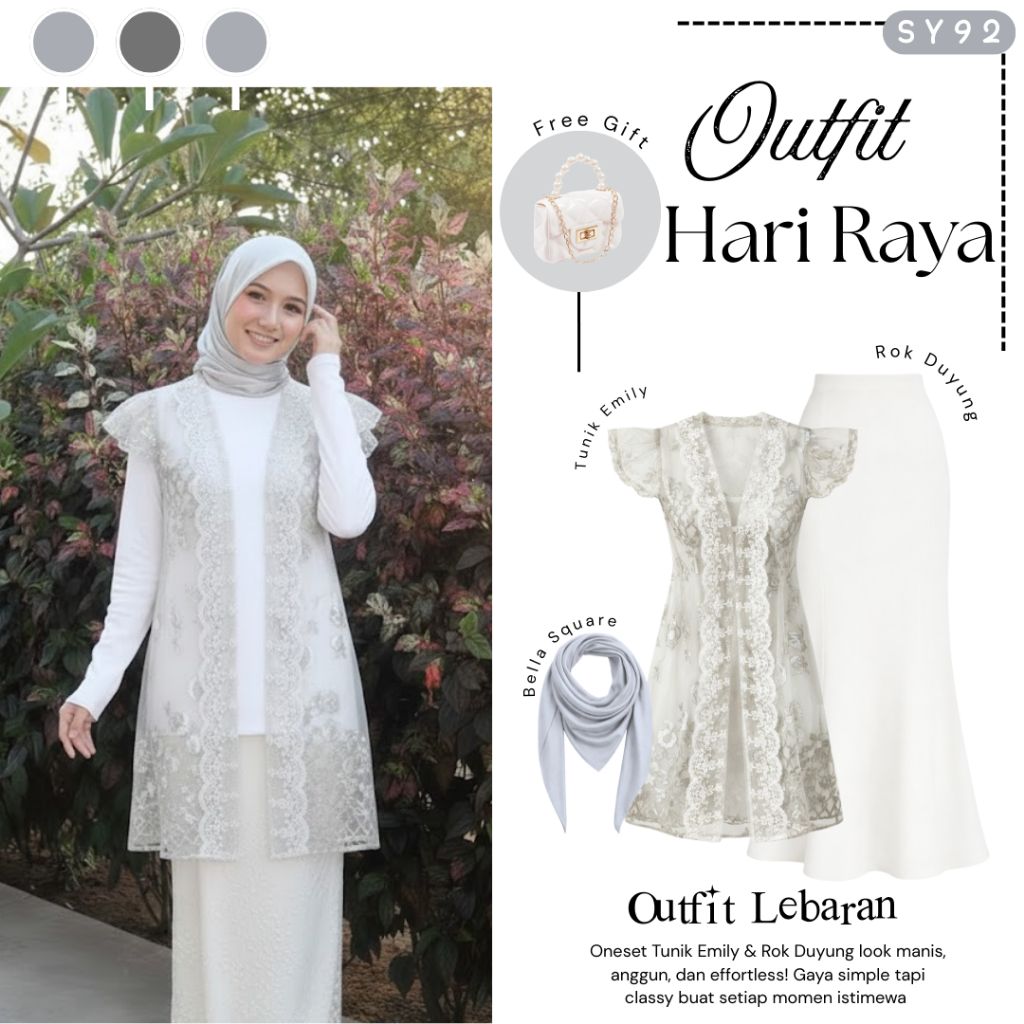 Yuka Setelan Lebaran Remaja ( Bella Square + Outer + Rok ) Setelan OOTD Perempuan Berhijab  - SY92