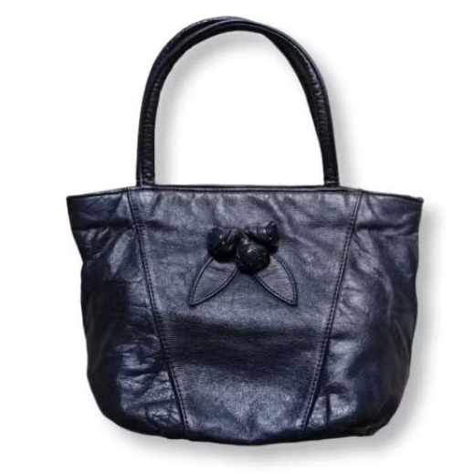 Charcoal Navy Cowhide Leather Petit Handbag BDJ Tas jinjing kecil kulit sapi asli