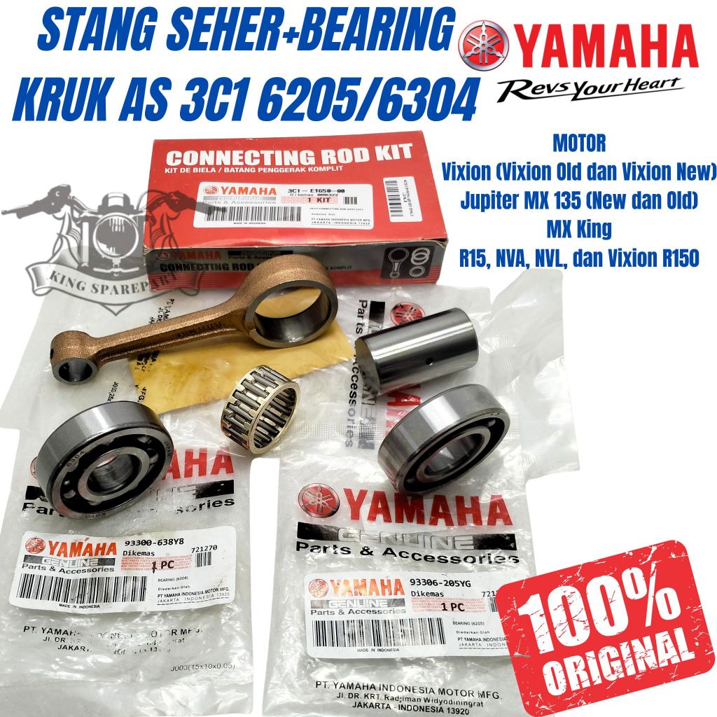 STANG SEHER+BEARING KRUK AS 3C1 6205/6304 MOTOR VIXION OLD/NEW JUPITER MX 135 NEW/OLD ASLI ORIGINAL